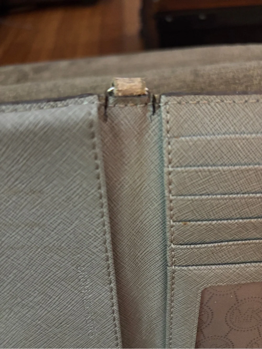 Michael Kors Taupe Snake-Embossed Wristlet